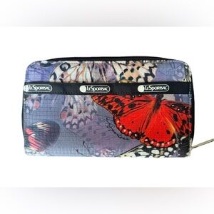 LeSportsac Multicolor Butterfly Zip Around Wallet